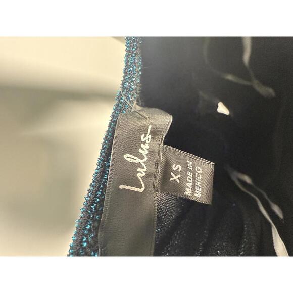 Lulus Destined to Dance Shiny Teal Blue Ruffled Bodycon Mini Dress - XS NWT - Picture 6 of 9